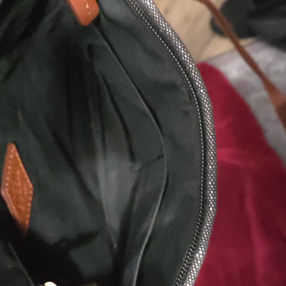 Fossil Black/ Brown Trim Striped Fabric Crossbody Detail - Picture 4 of 4